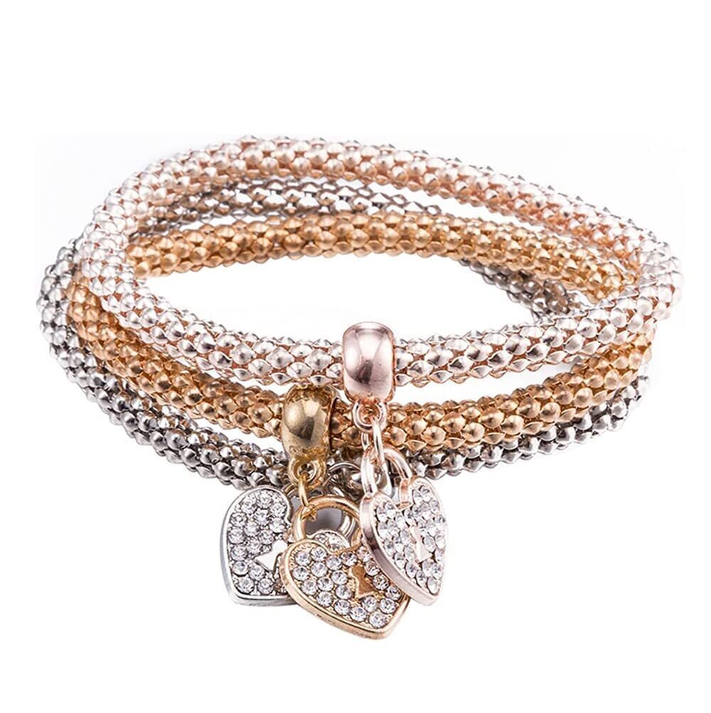 4984 Fashion Jewelry Stretch Bracelets 3PCS Gold Silver Rose Gold Corn